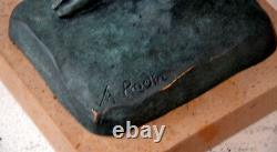 Bronze Figure Adam With Signature Signed Rodin On Base In Marble 6.8 KG