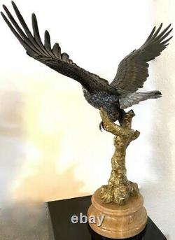Bronze Figure -bronze Eagle On Base Marble Signed A. Barye Multicolor Skate