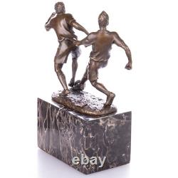 Bronze Footballer Sculpture on Black Marble After Milo