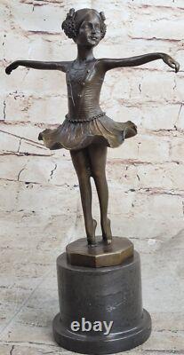 Bronze Fountain Ampère Marble Figurine Girl Ballerina Signed Sculpture Home