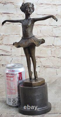 Bronze Fountain Ampère Marble Figurine Girl Ballerina Signed Sculpture Home