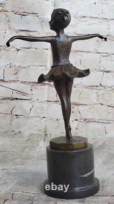 Bronze Fountain Ampère Marble Figurine Girl Ballerina Signed Sculpture Home