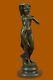 Bronze Fountain Sculpture Statue Draped Woman On Marble Base Signed J. Cassaigne