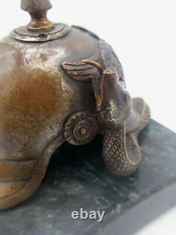 Bronze Geo Guesnet Sculptor Aigle / Serpent Helmet At Pointe Germany Ww1