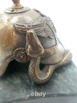 Bronze Geo Guesnet Sculptor Aigle / Serpent Helmet At Pointe Germany Ww1