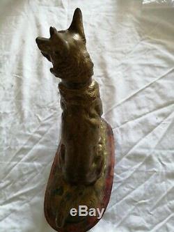 Bronze German Shepherd Signed The Marble Base On Rich