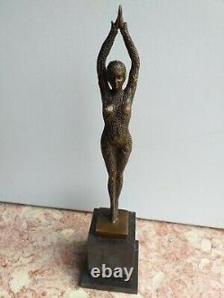 Bronze Great Dancer Signed Chiparus Marble Base