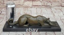 Bronze Greyhound Dog Sculpture Marble Base Signed Cast House Office Decor Art