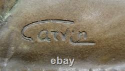 Bronze Greyhound Dog Sculpture Marble Base Signed Cast House Office Decor Art