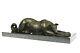 Bronze Greyhound Dog Sculpture With Marble Base, Signed, Cast Office/home Opener