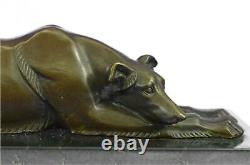 Bronze Greyhound Dog Sculpture with Marble Base, Signed, Cast Office/Home Opener