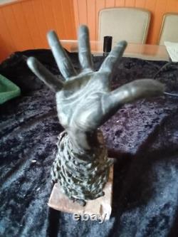 Bronze Hand Sculpture Signed Circa 1988 Marble Base to be Changed