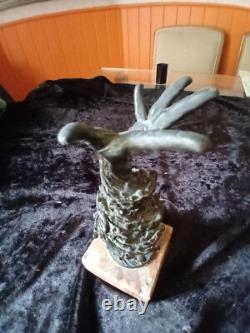 Bronze Hand Sculpture Signed Circa 1988 Marble Base to be Changed