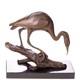 Bronze Heron Sculpture On A Black Marble Base After Milo