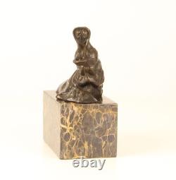 Bronze Hippopotamus Sculpture on a Black Marble Base After Milo