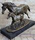 Bronze Horse Foal On Marble Animal Art Signed Milo Statue Sculpture