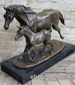 Bronze Horse Foal on Marble Animal Art Signed Milo Statue Sculpture