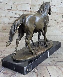 Bronze Horse Foal on Marble Animal Art Signed Milo Statue Sculpture