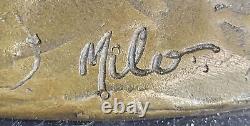 Bronze Horse Foal on Marble Animal Art Signed Milo Statue Sculpture