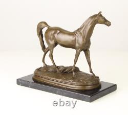 Bronze Horse Sculpture on Black Marble after Pierre-Jules Mêne