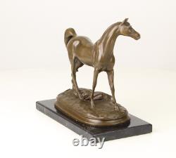 Bronze Horse Sculpture on Black Marble after Pierre-Jules Mêne