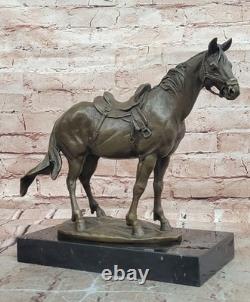 Bronze Horse Statue Signed Milo on Marble Base Equestrian Sculpture