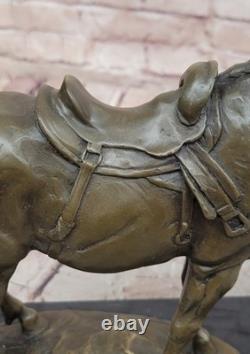 Bronze Horse Statue Signed Milo on Marble Base Equestrian Sculpture