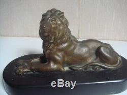 Bronze Lion 16 CM X 7 CM Medium Marble Signed Barye