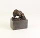 Bronze Lion And Snake Sculpture On A Black Marble Base, Signed