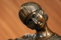 Bronze Marble Base Statue Dancer Vintage Theater Signed Drama Opera Large