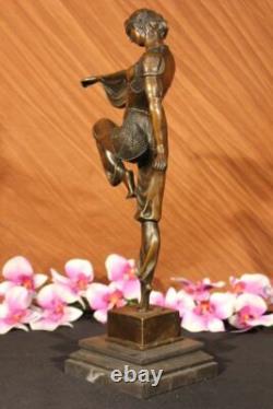 Bronze Marble Base Statue Dancer Vintage Theater Signed Drama Opera Large
