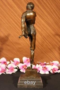 Bronze Marble Base Statue Dancer Vintage Theater Signed Drama Opera Large