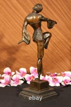 Bronze Marble Base Statue Dancer Vintage Theater Signed Drama Opera Large