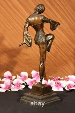 Bronze Marble Base Statue Dancer Vintage Theatre Signed Drama Opera Art
