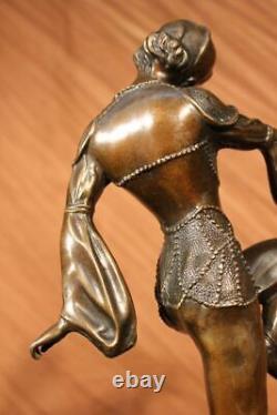 Bronze Marble Base Statue Dancer Vintage Theatre Signed Drama Opera Lrg