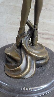 Bronze Marble Fountain Girl Ballerina Signed Sculpture