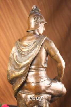 Bronze Marble Roman God Warrior Sculpture Signed Picault Figurine