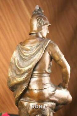 Bronze Marble Sculpture Roman God Warrior Statue Signed Picault Figure Fonte