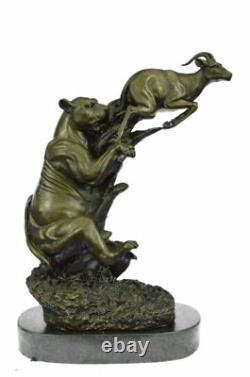 Bronze Marble Sculpture Statue Sign Fonte Milo Jaguar Attacker Baby Gazelle