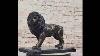 Bronze Metal Casting Male Lion Guardian Sculpture Statue On Marble Base Signed Art 57852