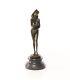 Bronze Nude Woman Sculpture On Black Marble Signed