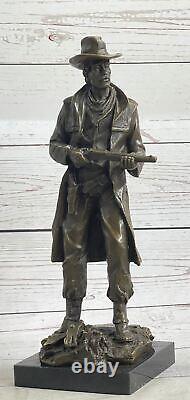 Bronze Original Signed Milo Classic Cowboy Western Marble Sculpture Ar