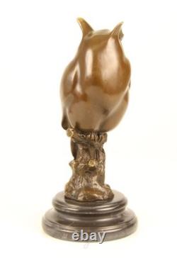 Bronze Owl Sculpture on a Black Marble Base After Milo