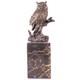 Bronze Owl Sculpture On A Black Marble Base After Milo