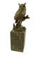 Bronze Owl Sculpture On A Black Marble Base After Milo