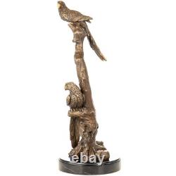 Bronze Parrot Sculpture on a Black Marble Base after Milo