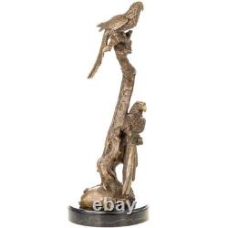 Bronze Parrot Sculpture on a Black Marble Base after Milo