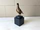 Bronze Pigeon Sculpture On A Black Marble Base After Landon Metz