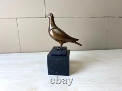Bronze Pigeon Sculpture on a Black Marble Base after Landon Metz