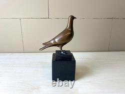 Bronze Pigeon Sculpture on a Black Marble Base after Landon Metz